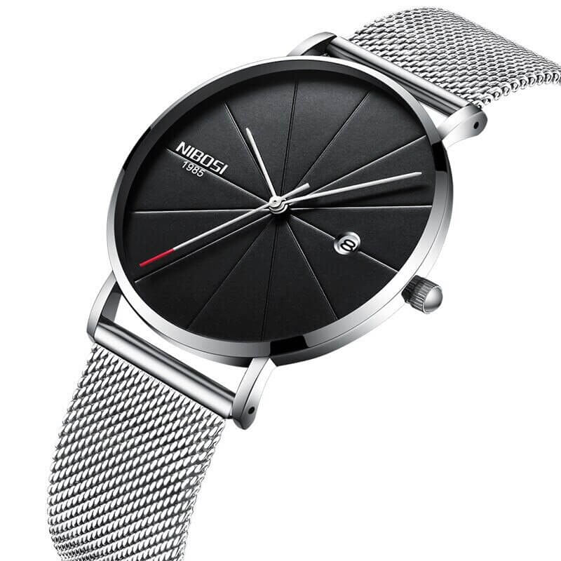 NIBOSI Thin Zelvor Silver Black